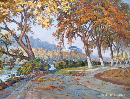 孤山枫红 60cm×80cm